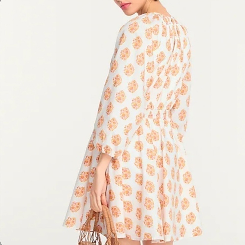 J crew smocked waist gathered floral block print mini dress